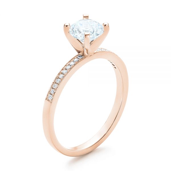 18k Rose Gold 18k Rose Gold Diamond Engagement Ring - Three-Quarter View -  102585