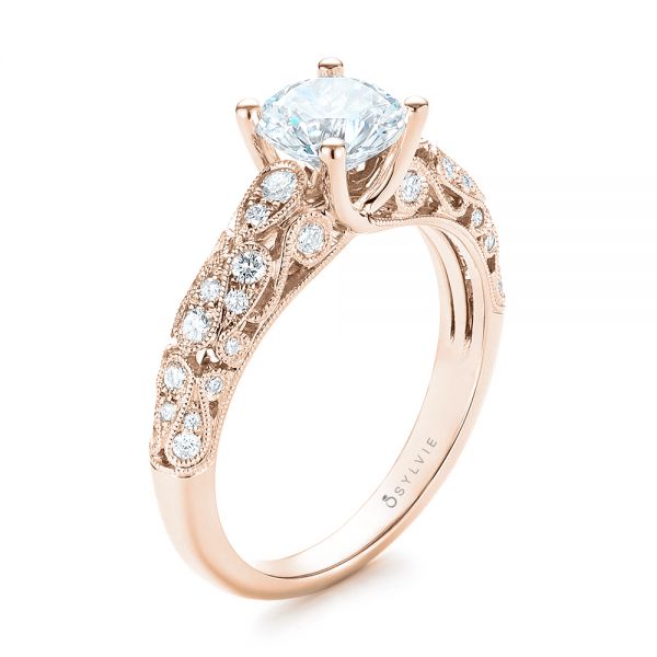 14k Rose Gold 14k Rose Gold Diamond Engagement Ring - Three-Quarter View -  103063
