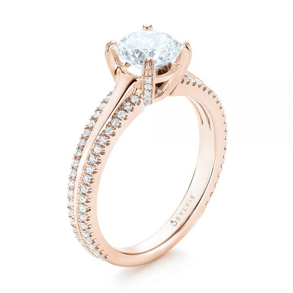 14k Rose Gold 14k Rose Gold Diamond Engagement Ring - Three-Quarter View - 103078