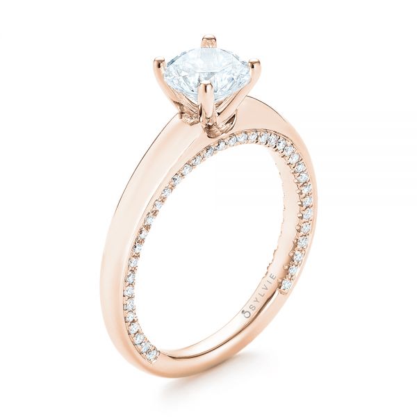 18k Rose Gold 18k Rose Gold Diamond Engagement Ring - Three-Quarter View - 103087