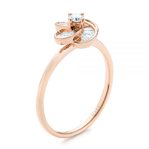 18k Rose Gold 18k Rose Gold Diamond Engagement Ring - Three-Quarter View -  103675