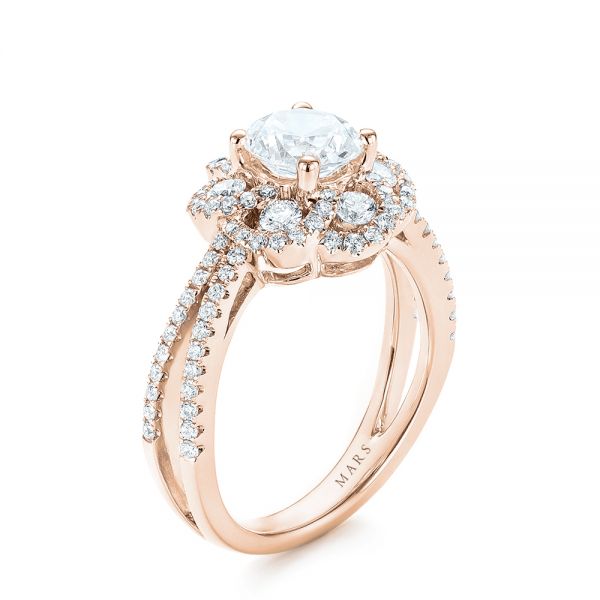 18k Rose Gold 18k Rose Gold Diamond Engagement Ring - Three-Quarter View -  103678