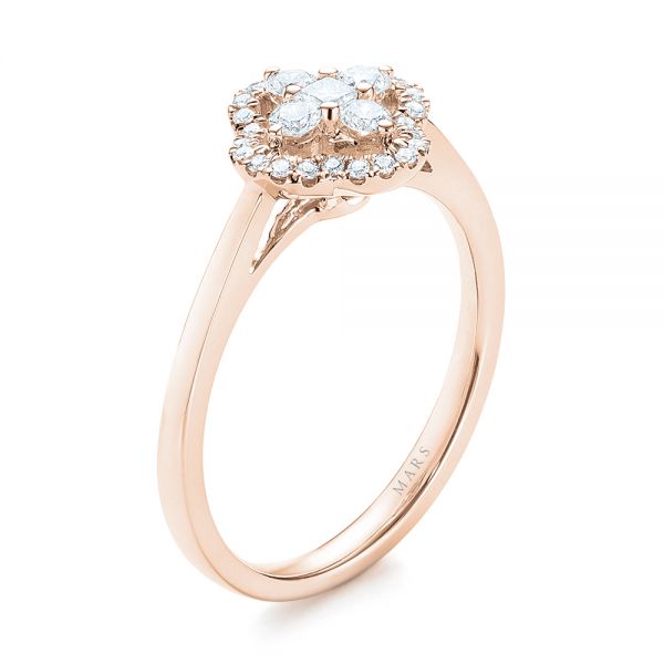 18k Rose Gold 18k Rose Gold Diamond Engagement Ring - Three-Quarter View -  103683