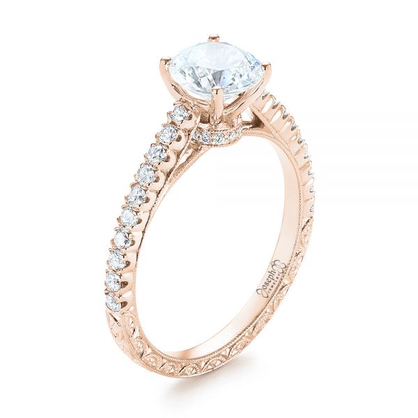 18k Rose Gold 18k Rose Gold Diamond Engagement Ring - Three-Quarter View -  103713