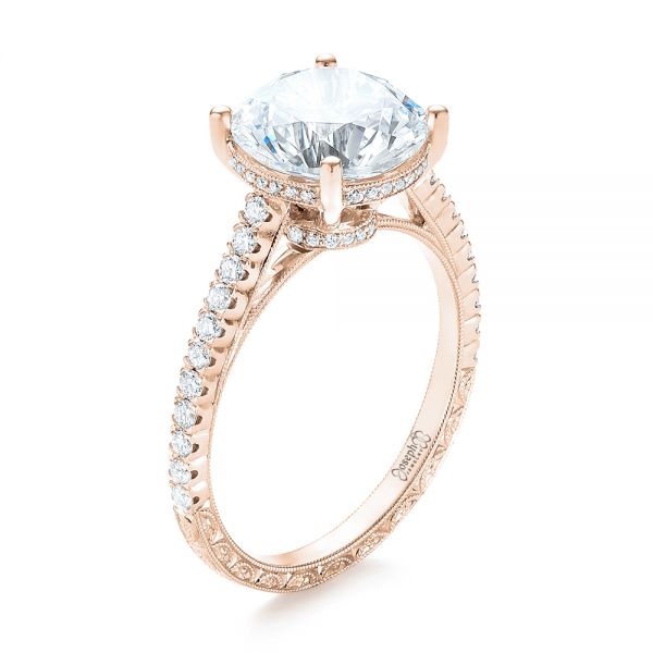 18k Rose Gold 18k Rose Gold Diamond Engagement Ring - Three-Quarter View -  103714
