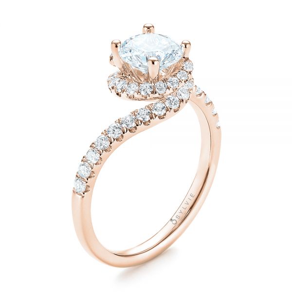 18k Rose Gold 18k Rose Gold Diamond Engagement Ring - Three-Quarter View -  103833