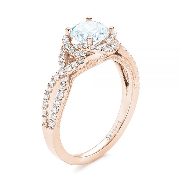 18k Rose Gold 18k Rose Gold Diamond Engagement Ring - Three-Quarter View -  103903