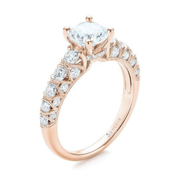 14k Rose Gold 14k Rose Gold Diamond Engagement Ring - Three-Quarter View -  103905