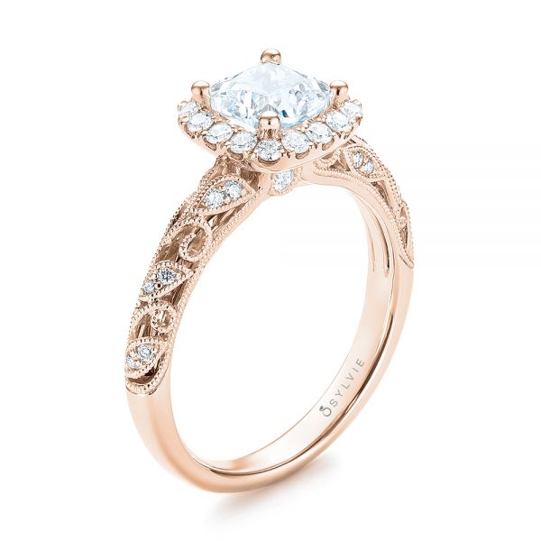 18k Rose Gold 18k Rose Gold Diamond Engagement Ring - Three-Quarter View -  103908