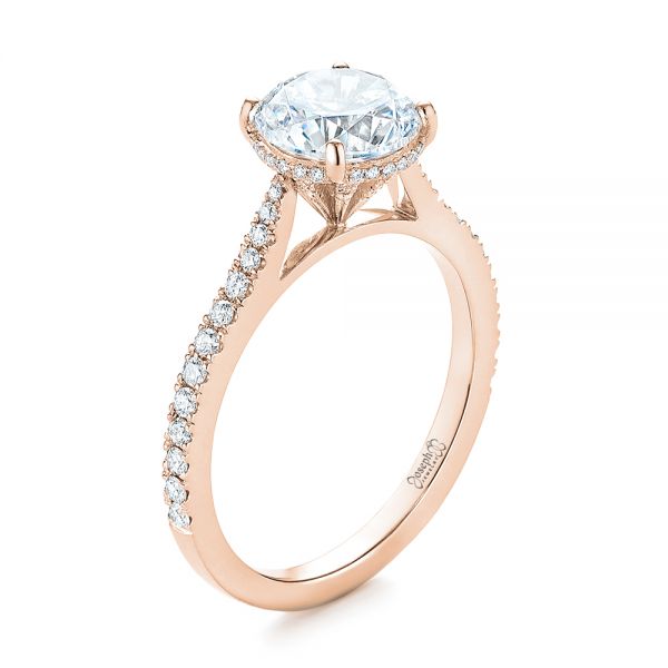 18k Rose Gold 18k Rose Gold Diamond Engagement Ring - Three-Quarter View - 104177