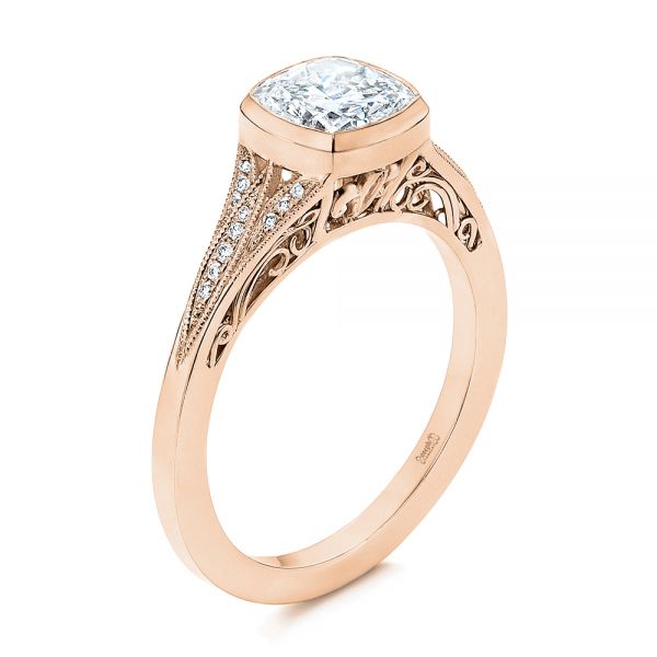 18k Rose Gold 18k Rose Gold Diamond Engagement Ring - Three-Quarter View -  106592