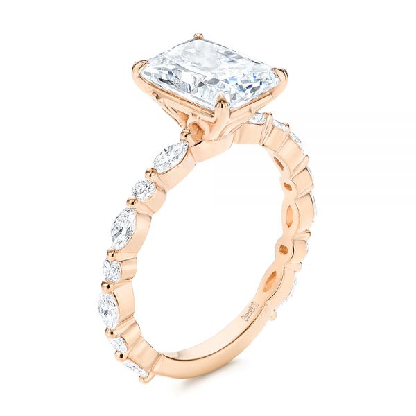 18k Rose Gold 18k Rose Gold Diamond Engagement Ring - Three-Quarter View -  106640