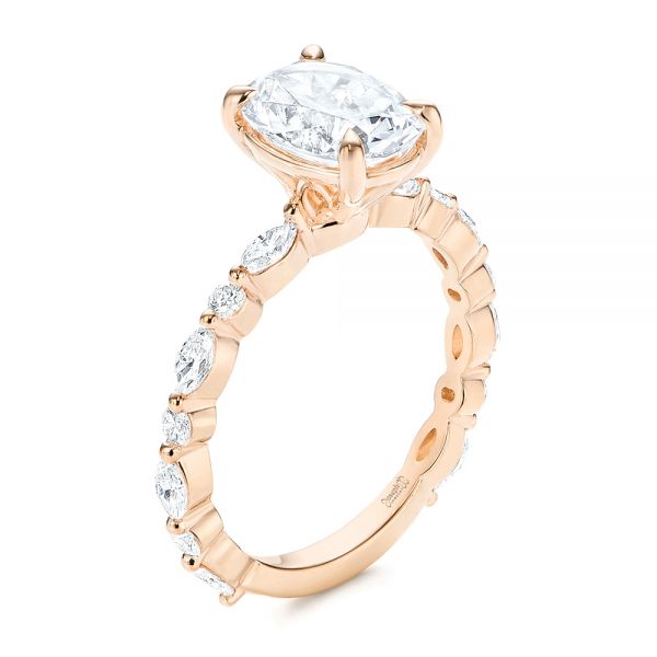 18k Rose Gold 18k Rose Gold Diamond Engagement Ring - Three-Quarter View -  106727