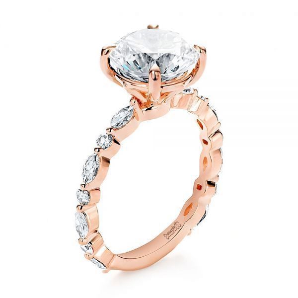 14k Rose Gold 14k Rose Gold Diamond Engagement Ring - Three-Quarter View -  106861