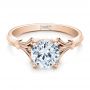 18k Rose Gold 18k Rose Gold Diamond Engagement Ring - Flat View -  100100 - Thumbnail