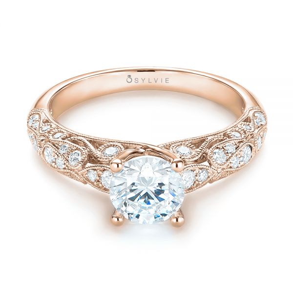 14k Rose Gold 14k Rose Gold Diamond Engagement Ring - Flat View -  103063