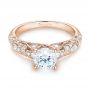 18k Rose Gold 18k Rose Gold Diamond Engagement Ring - Flat View -  103063 - Thumbnail