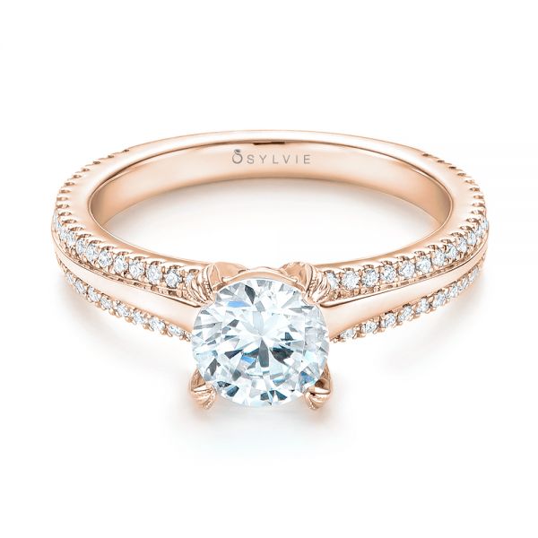 14k Rose Gold 14k Rose Gold Diamond Engagement Ring - Flat View - 103078