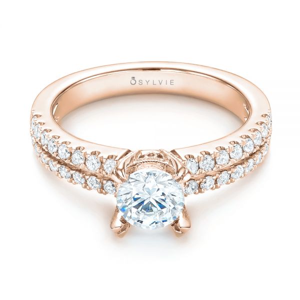 18k Rose Gold 18k Rose Gold Diamond Engagement Ring - Flat View -  103085