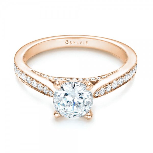 14k Rose Gold 14k Rose Gold Diamond Engagement Ring - Flat View -  103086