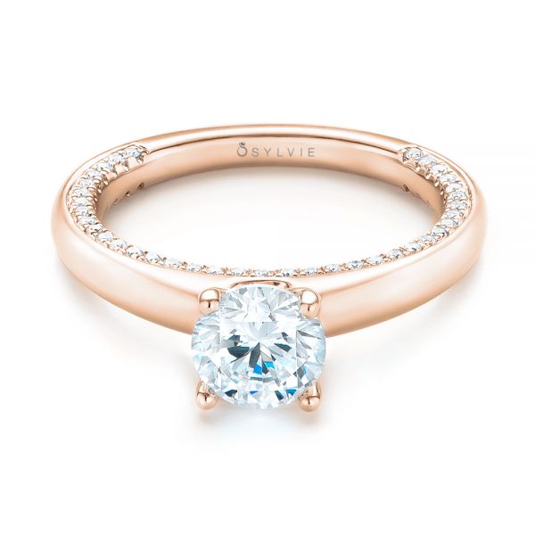 18k Rose Gold 18k Rose Gold Diamond Engagement Ring - Flat View - 103087