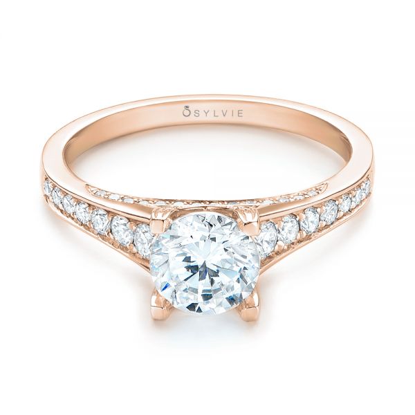 18k Rose Gold 18k Rose Gold Diamond Engagement Ring - Flat View -  103088