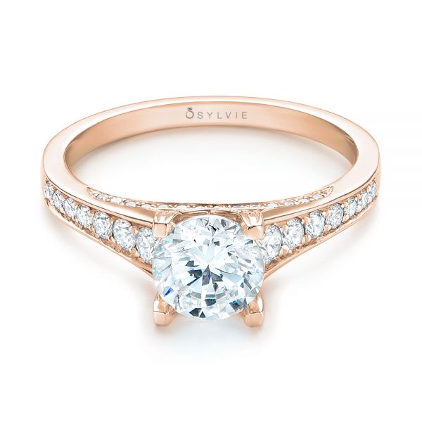 18k Rose Gold 18k Rose Gold Diamond Engagement Ring - Flat View - 103088