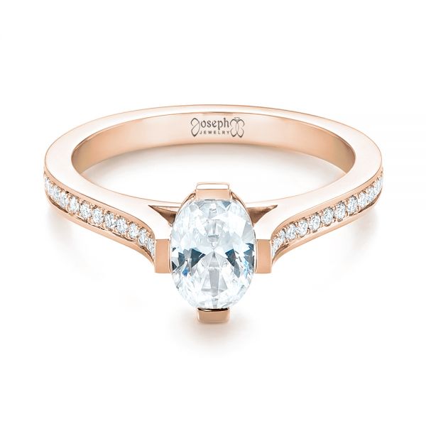 18k Rose Gold 18k Rose Gold Diamond Engagement Ring - Flat View -  103266
