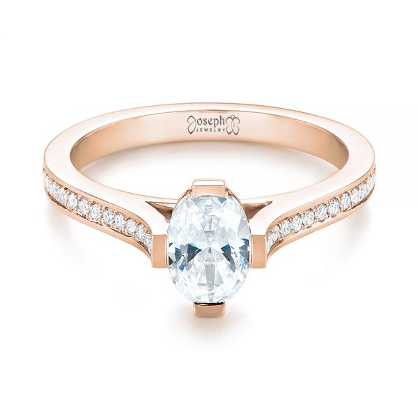 18k Rose Gold 18k Rose Gold Diamond Engagement Ring - Flat View - 103266