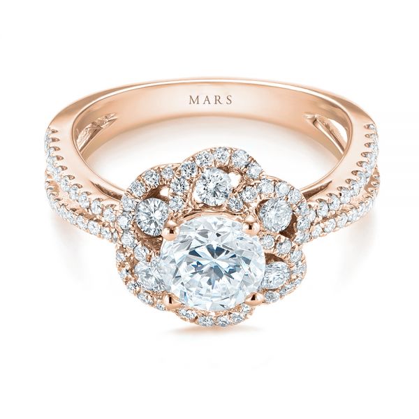 18k Rose Gold 18k Rose Gold Diamond Engagement Ring - Flat View -  103678