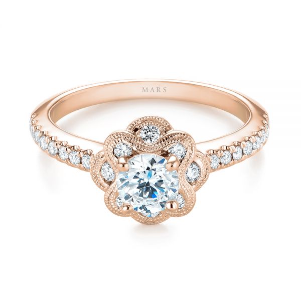 14k Rose Gold 14k Rose Gold Diamond Engagement Ring - Flat View -  103680