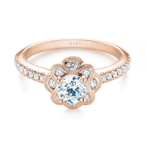 18k Rose Gold 18k Rose Gold Diamond Engagement Ring - Flat View - 103680