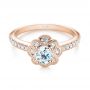 18k Rose Gold 18k Rose Gold Diamond Engagement Ring - Flat View -  103680 - Thumbnail