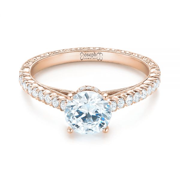 18k Rose Gold 18k Rose Gold Diamond Engagement Ring - Flat View -  103713