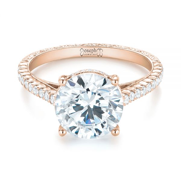 18k Rose Gold 18k Rose Gold Diamond Engagement Ring - Flat View -  103714