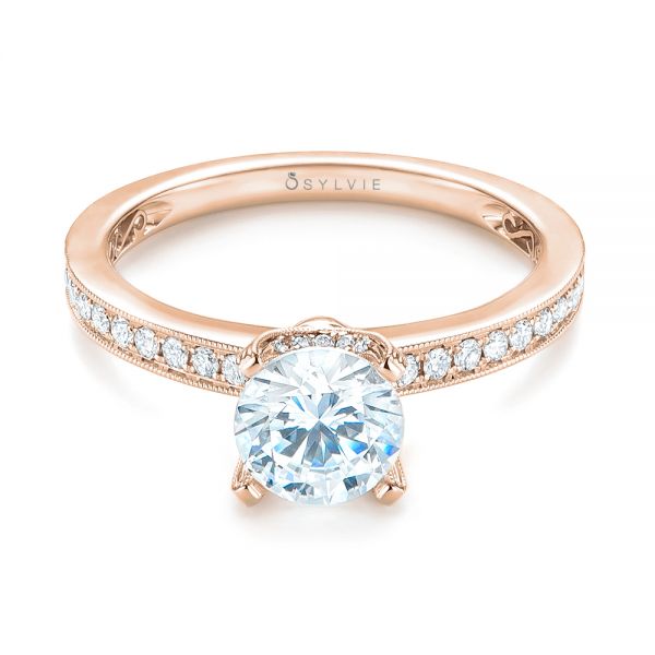 18k Rose Gold 18k Rose Gold Diamond Engagement Ring - Flat View - 103832