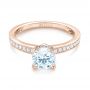 18k Rose Gold 18k Rose Gold Diamond Engagement Ring - Flat View -  103832 - Thumbnail