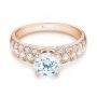 18k Rose Gold 18k Rose Gold Diamond Engagement Ring - Flat View -  103836 - Thumbnail