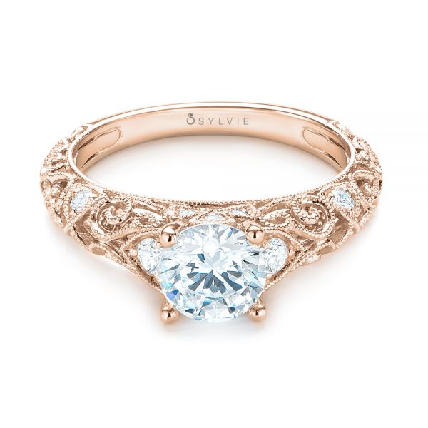 14k Rose Gold 14k Rose Gold Diamond Engagement Ring - Flat View - 103901