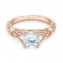 18k Rose Gold 18k Rose Gold Diamond Engagement Ring - Flat View -  103901 - Thumbnail