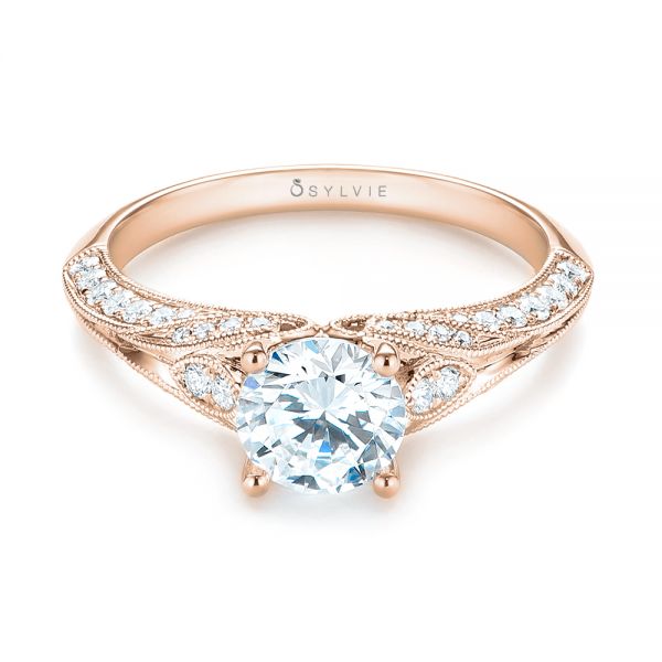 18k Rose Gold 18k Rose Gold Diamond Engagement Ring - Flat View -  103902