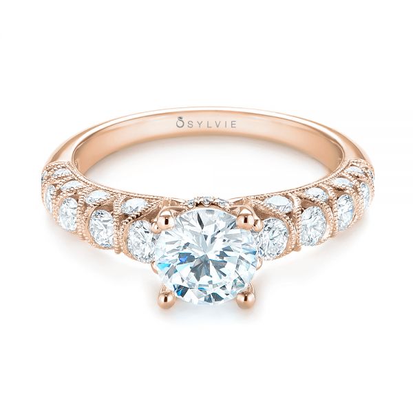18k Rose Gold 18k Rose Gold Diamond Engagement Ring - Flat View -  103905