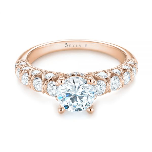 18k Rose Gold 18k Rose Gold Diamond Engagement Ring - Flat View - 103905