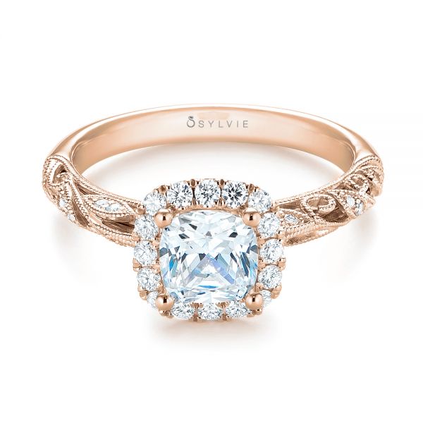 18k Rose Gold 18k Rose Gold Diamond Engagement Ring - Flat View -  103908