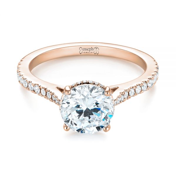 18k Rose Gold 18k Rose Gold Diamond Engagement Ring - Flat View - 104177