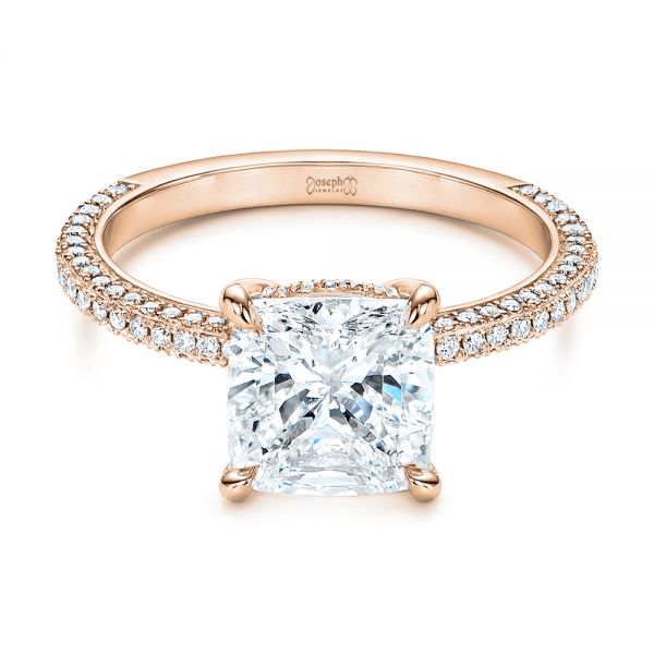 18k Rose Gold 18k Rose Gold Diamond Engagement Ring - Flat View -  106439