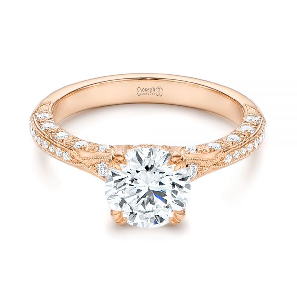 18k Rose Gold 18k Rose Gold Diamond Engagement Ring - Flat View -  106644