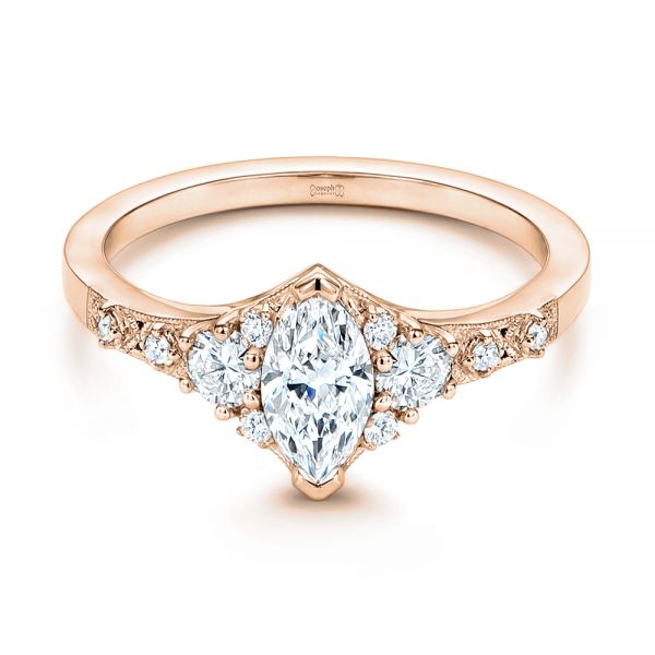 18k Rose Gold 18k Rose Gold Diamond Engagement Ring - Flat View -  106659
