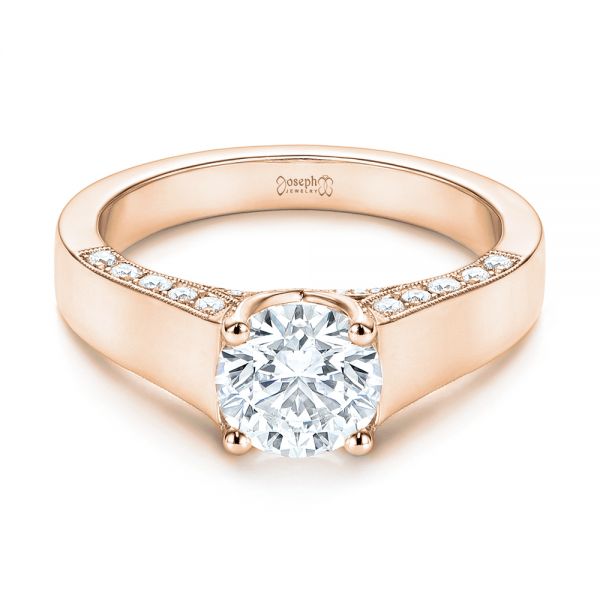 18k Rose Gold 18k Rose Gold Diamond Engagement Ring - Flat View -  106664
