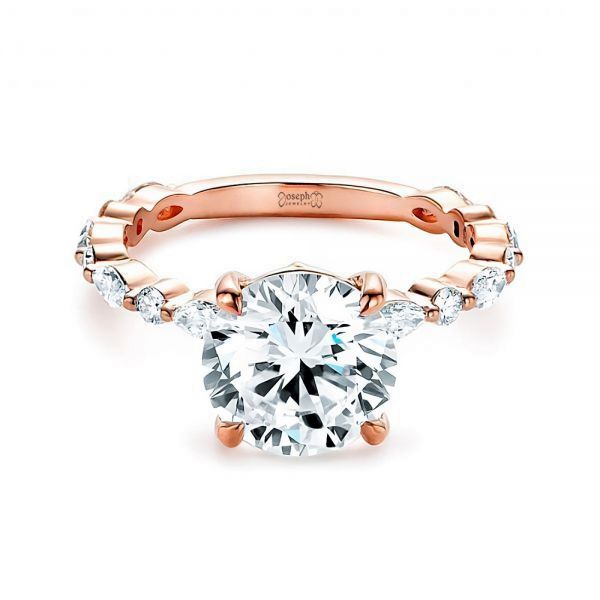 18k Rose Gold 18k Rose Gold Diamond Engagement Ring - Flat View -  106861